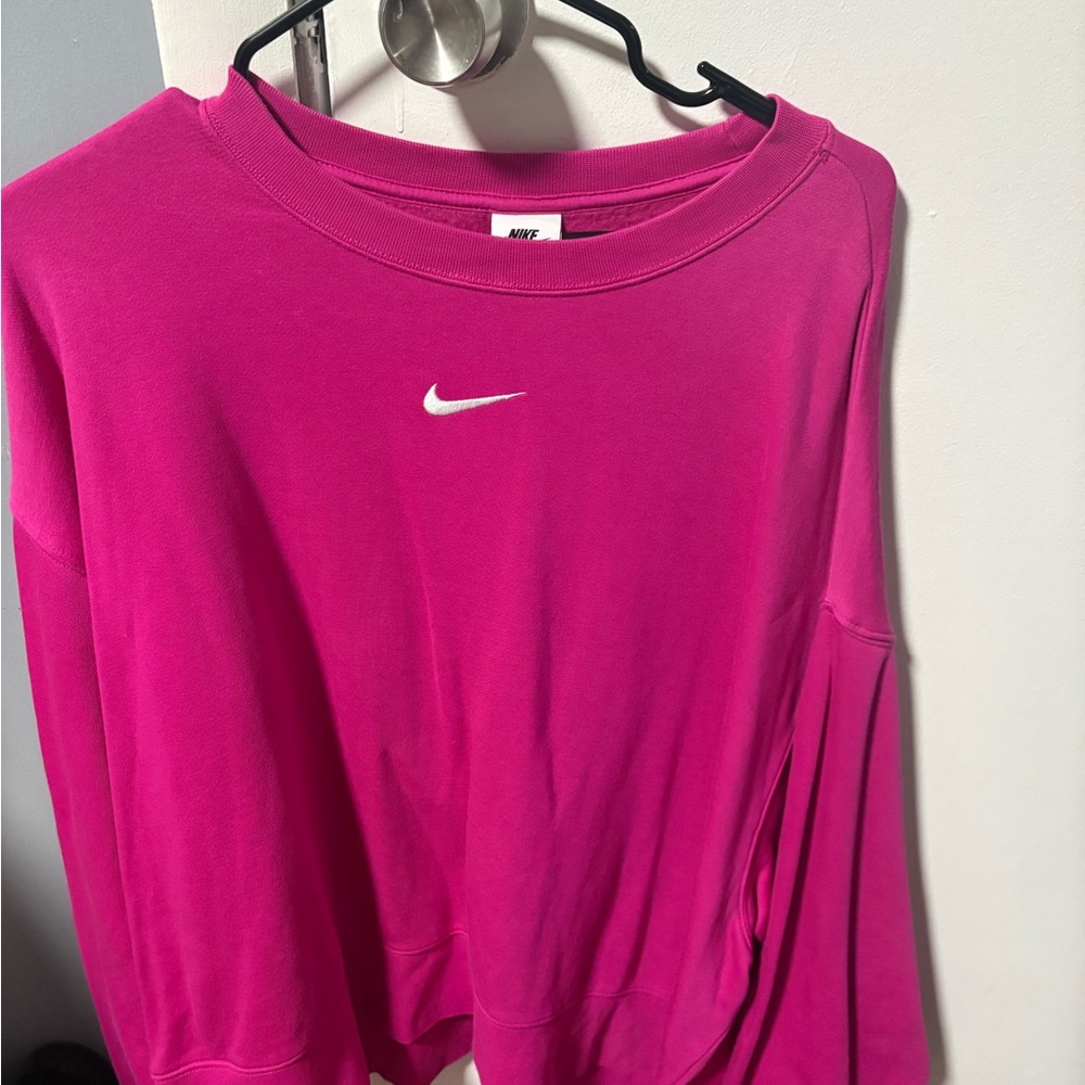 Nike Women's Bright Pink Sweatshirt- shorter length
